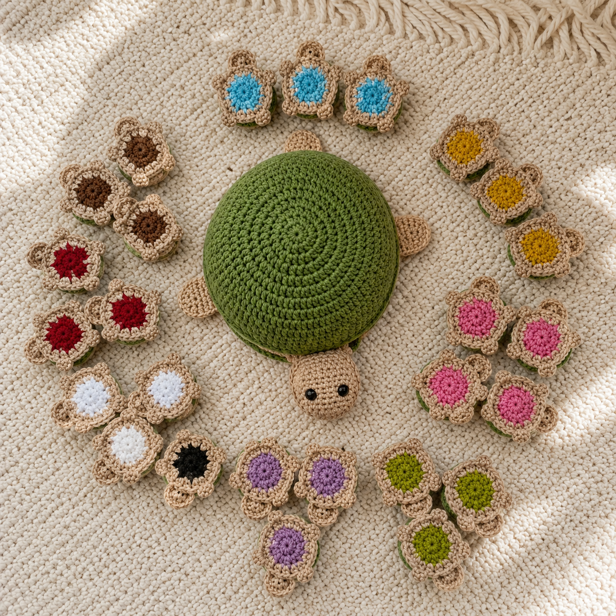 Crochet Turtle Memory Game PDF Pattern – Montessori Matching Toy Tutorial