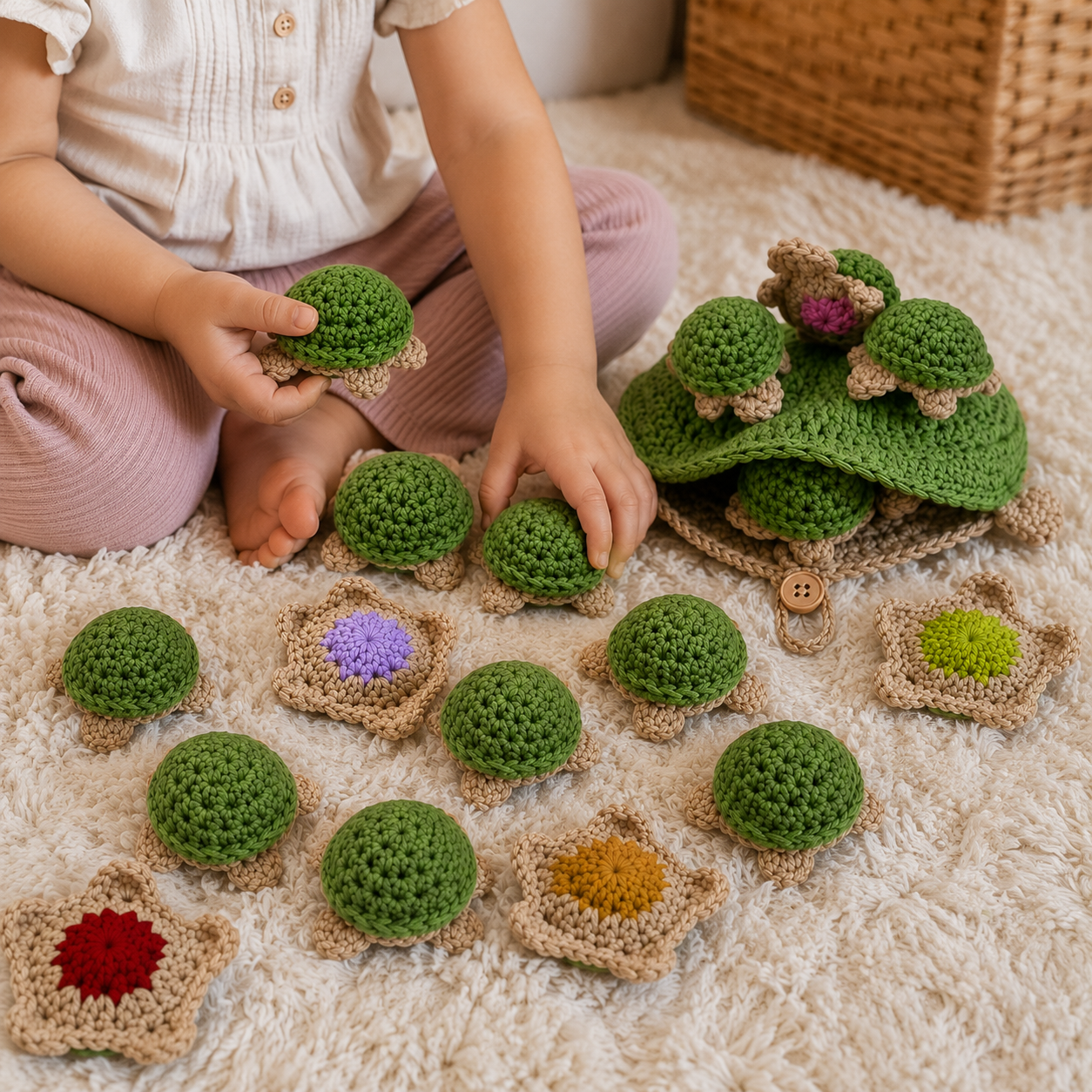 Crochet Turtle Memory Game PDF Pattern – Montessori Matching Toy Tutorial
