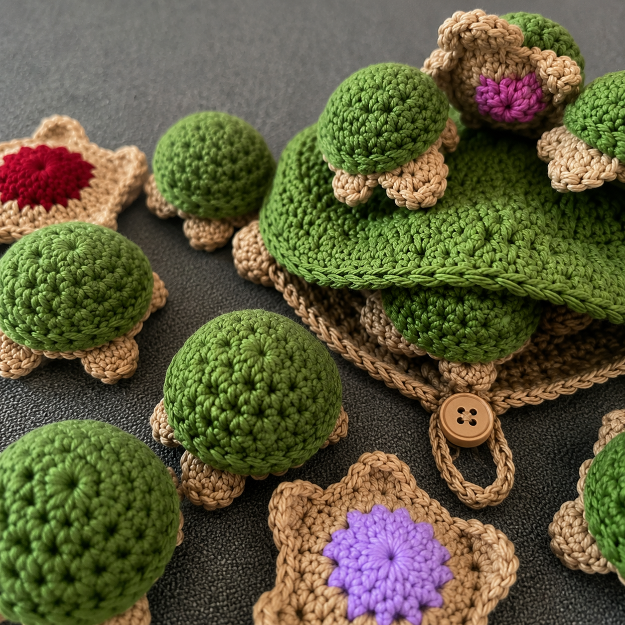 Crochet Turtle Memory Game PDF Pattern – Montessori Matching Toy Tutorial