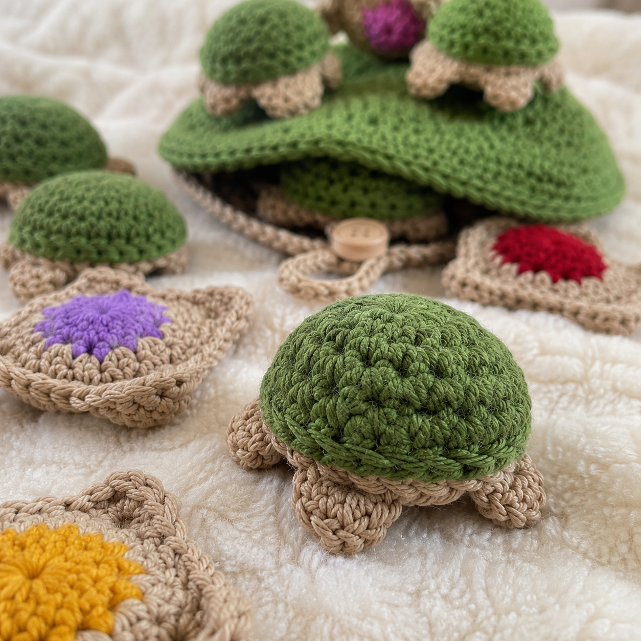 Crochet Turtle Memory Game PDF Pattern – Montessori Matching Toy Tutorial